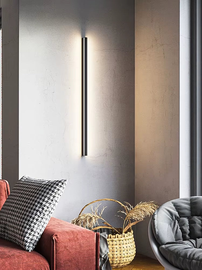 Wall Lamp Bedroom Bedside Lights Nordic Decorative Luminaires Line Minimalist Light Long Strip Black Background Wall Light Room