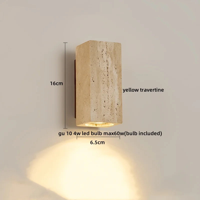Simple Yellow Travertine Led Wall Lights for Balcony Bedroom Living Room Home Decor Modern Bedside Lamp Luminaria De Parede