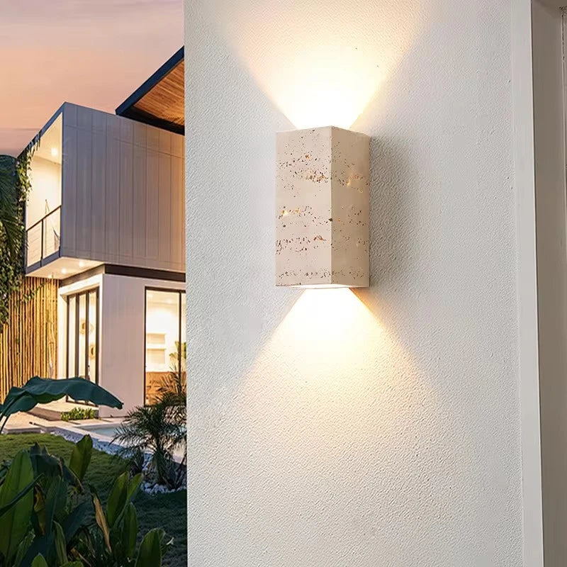 Simple Yellow Travertine Led Wall Lights for Balcony Bedroom Living Room Home Decor Modern Bedside Lamp Luminaria De Parede
