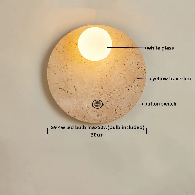 Simple Yellow Travertine Led Wall Lights for Balcony Bedroom Living Room Home Decor Modern Bedside Lamp Luminaria De Parede