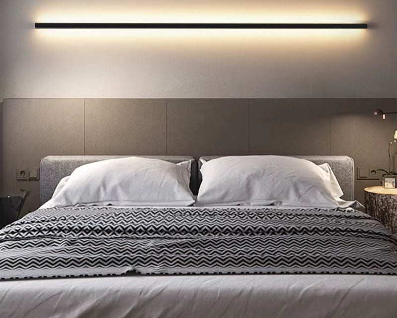 Wall Lamp Bedroom Bedside Lights Nordic Decorative Luminaires Line Minimalist Light Long Strip Black Background Wall Light Room