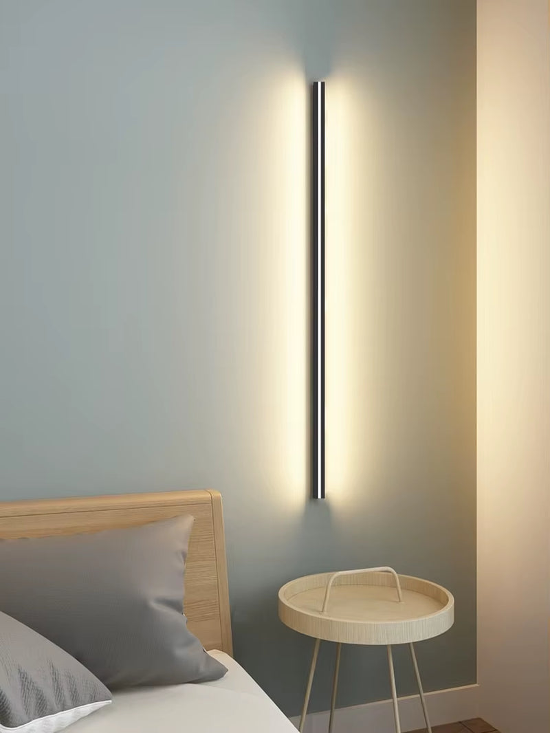 Wall Lamp Bedroom Bedside Lights Nordic Decorative Luminaires Line Minimalist Light Long Strip Black Background Wall Light Room