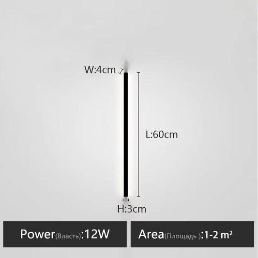 Wall Lamp Bedroom Bedside Lights Nordic Decorative Luminaires Line Minimalist Light Long Strip Black Background Wall Light Room