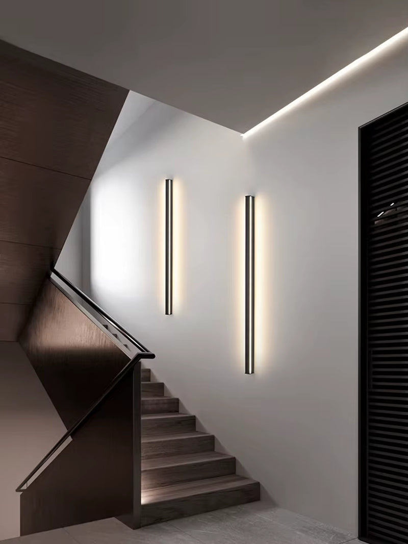 Wall Lamp Bedroom Bedside Lights Nordic Decorative Luminaires Line Minimalist Light Long Strip Black Background Wall Light Room