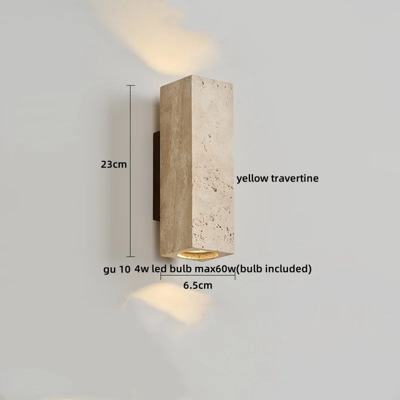 Simple Yellow Travertine Led Wall Lights for Balcony Bedroom Living Room Home Decor Modern Bedside Lamp Luminaria De Parede