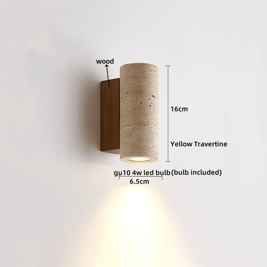 Simple Yellow Travertine Led Wall Lights for Balcony Bedroom Living Room Home Decor Modern Bedside Lamp Luminaria De Parede
