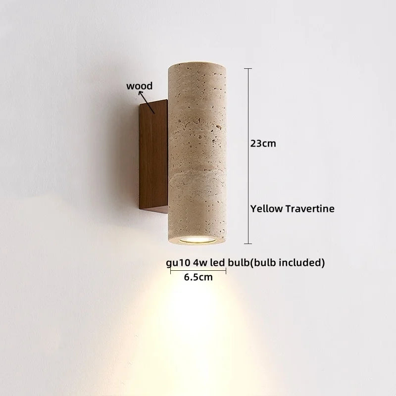 Simple Yellow Travertine Led Wall Lights for Balcony Bedroom Living Room Home Decor Modern Bedside Lamp Luminaria De Parede