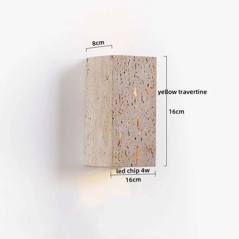 Simple Yellow Travertine Led Wall Lights for Balcony Bedroom Living Room Home Decor Modern Bedside Lamp Luminaria De Parede