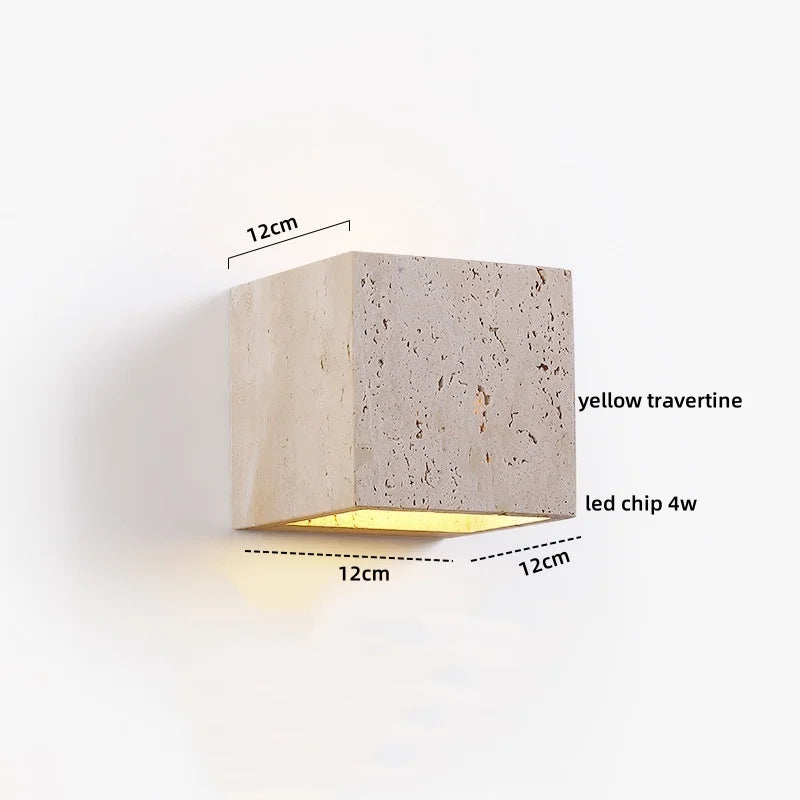 Simple Yellow Travertine Led Wall Lights for Balcony Bedroom Living Room Home Decor Modern Bedside Lamp Luminaria De Parede