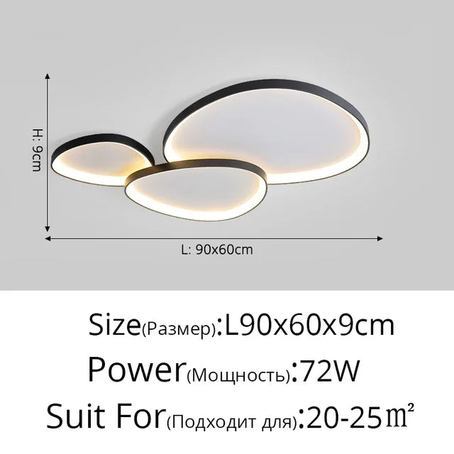 Living Room Ceiling Lamp Modern LED Ceiling Chandelier for Bedroom Kitchen Simplicity Indoor Ultrathin Black White Ceiling Light