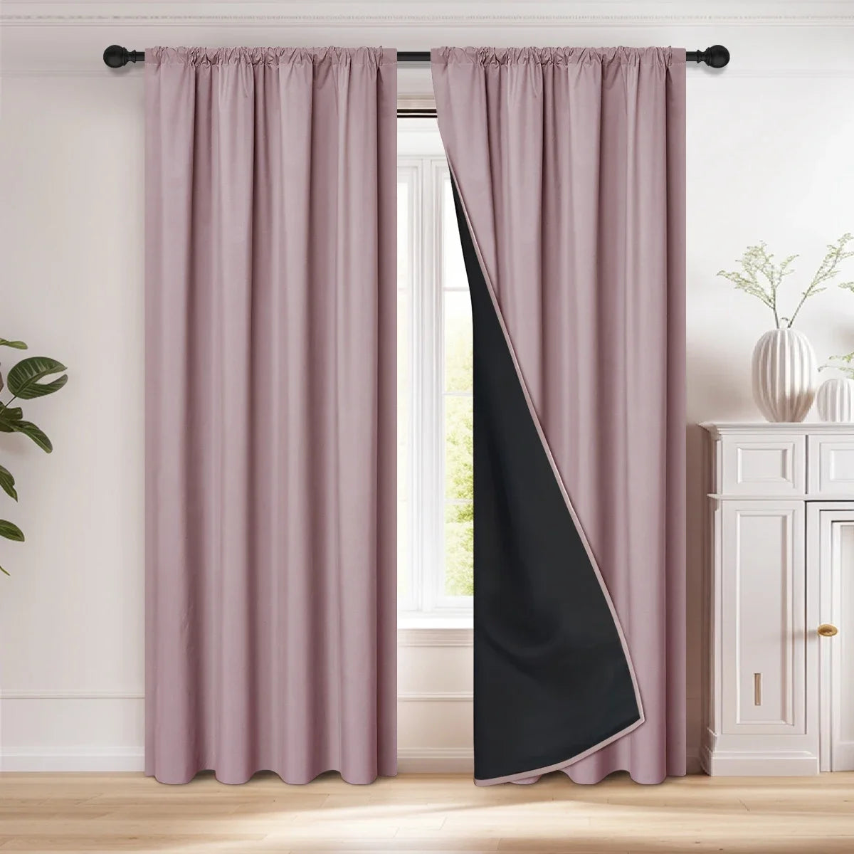 1Pc 100% Blackout Curtain with Rod Pocket, Curtains for Living Room, Bedroom, Kitchen, Window Curtain, Drapes in Living Room