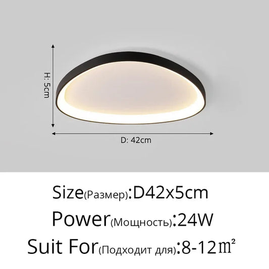 Living Room Ceiling Lamp Modern LED Ceiling Chandelier for Bedroom Kitchen Simplicity Indoor Ultrathin Black White Ceiling Light