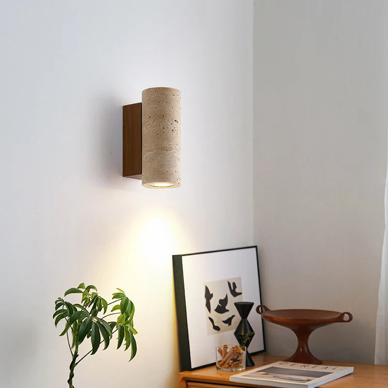 Simple Yellow Travertine Led Wall Lights for Balcony Bedroom Living Room Home Decor Modern Bedside Lamp Luminaria De Parede