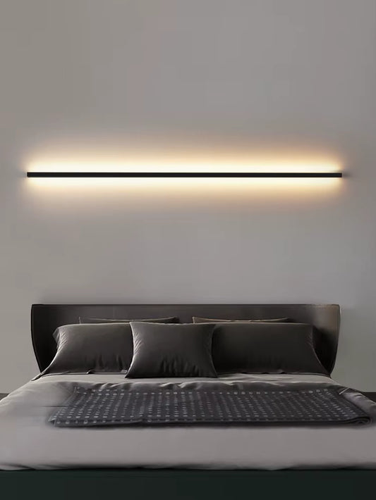 Wall Lamp Bedroom Bedside Lights Nordic Decorative Luminaires Line Minimalist Light Long Strip Black Background Wall Light Room